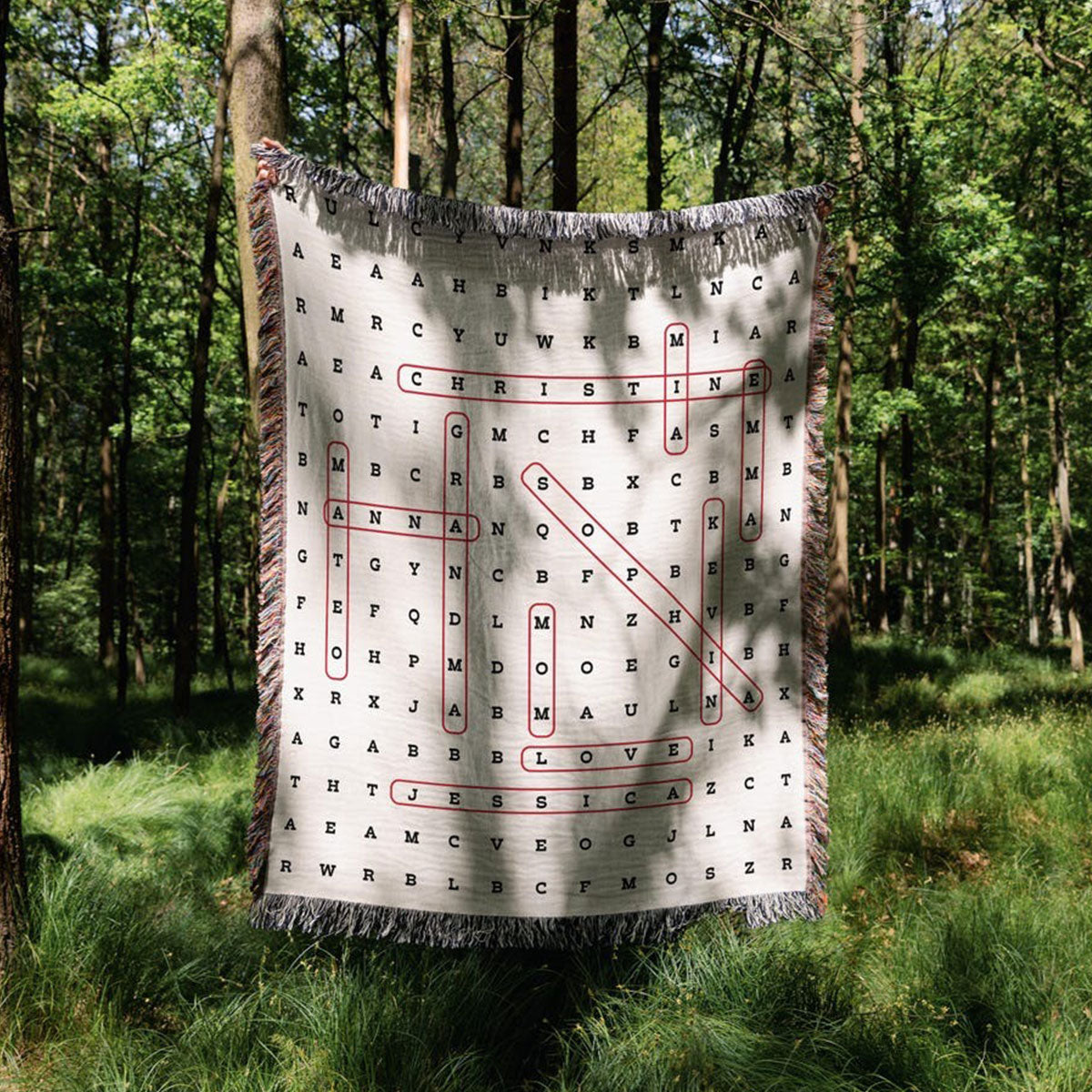 Family Name Word Search - Personalized Woven Blanket - Mother's Day Gift For Grandma, Family Gift