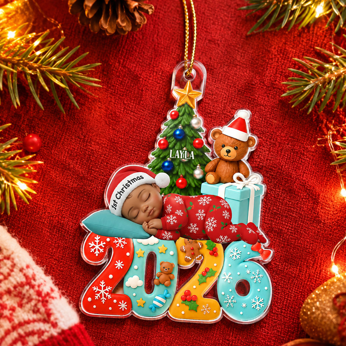 Custom Photo Baby First Christmas 2026 - Personalized Acrylic Ornament - Heartfelt Christmas Gift For Newborn, Baby