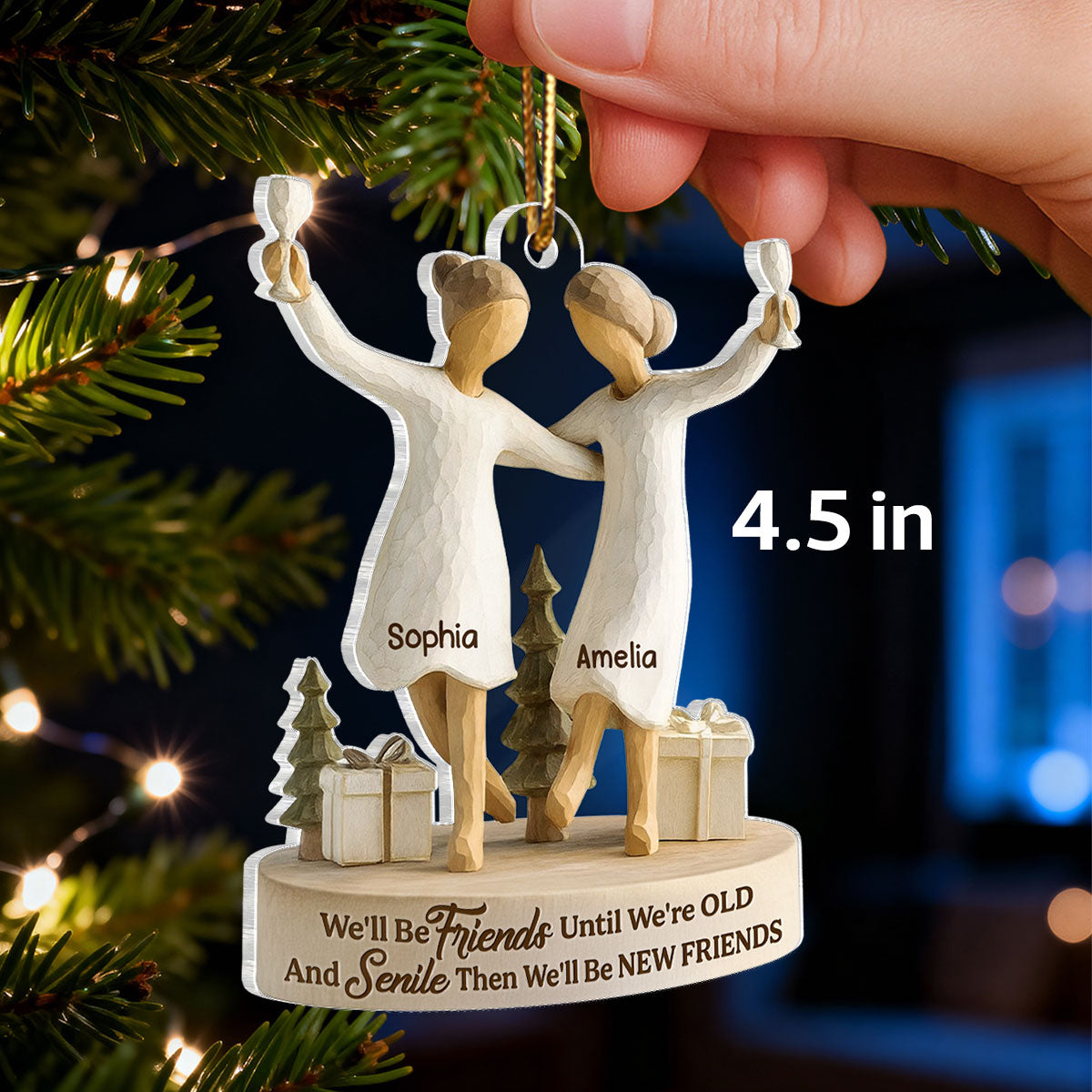 Friends Until Old and Senile - Personalized Acrylic Ornament - Christmas Gift for Best Friends
