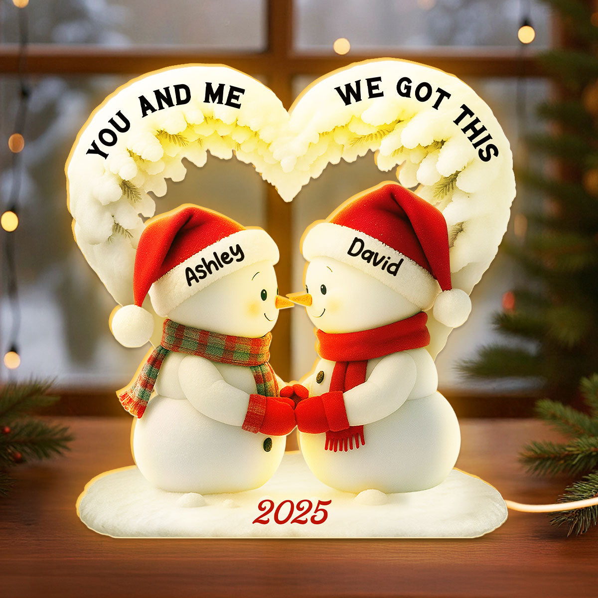 Snowmen Couple From Our First Kiss Till Our Last Breath - Personalized Light Box - Christmas Gift for Couples