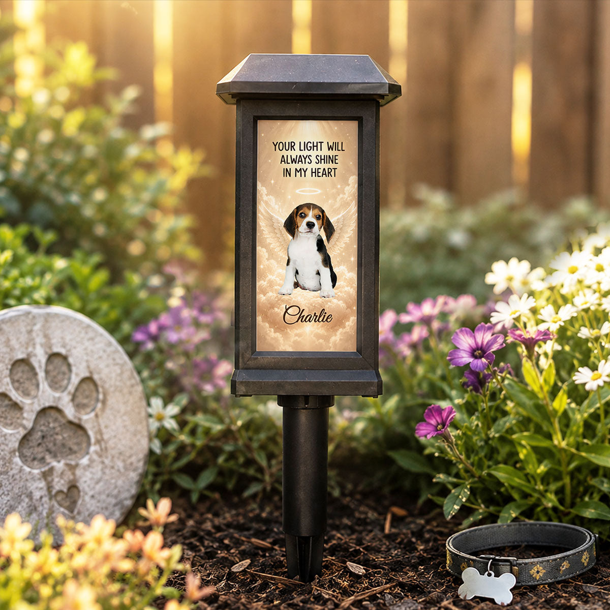 Your Light Will Always Shine in My Heart Pet Memorial - Personalized Solar Garden Light - Heartfelt Remembrance Keepsake