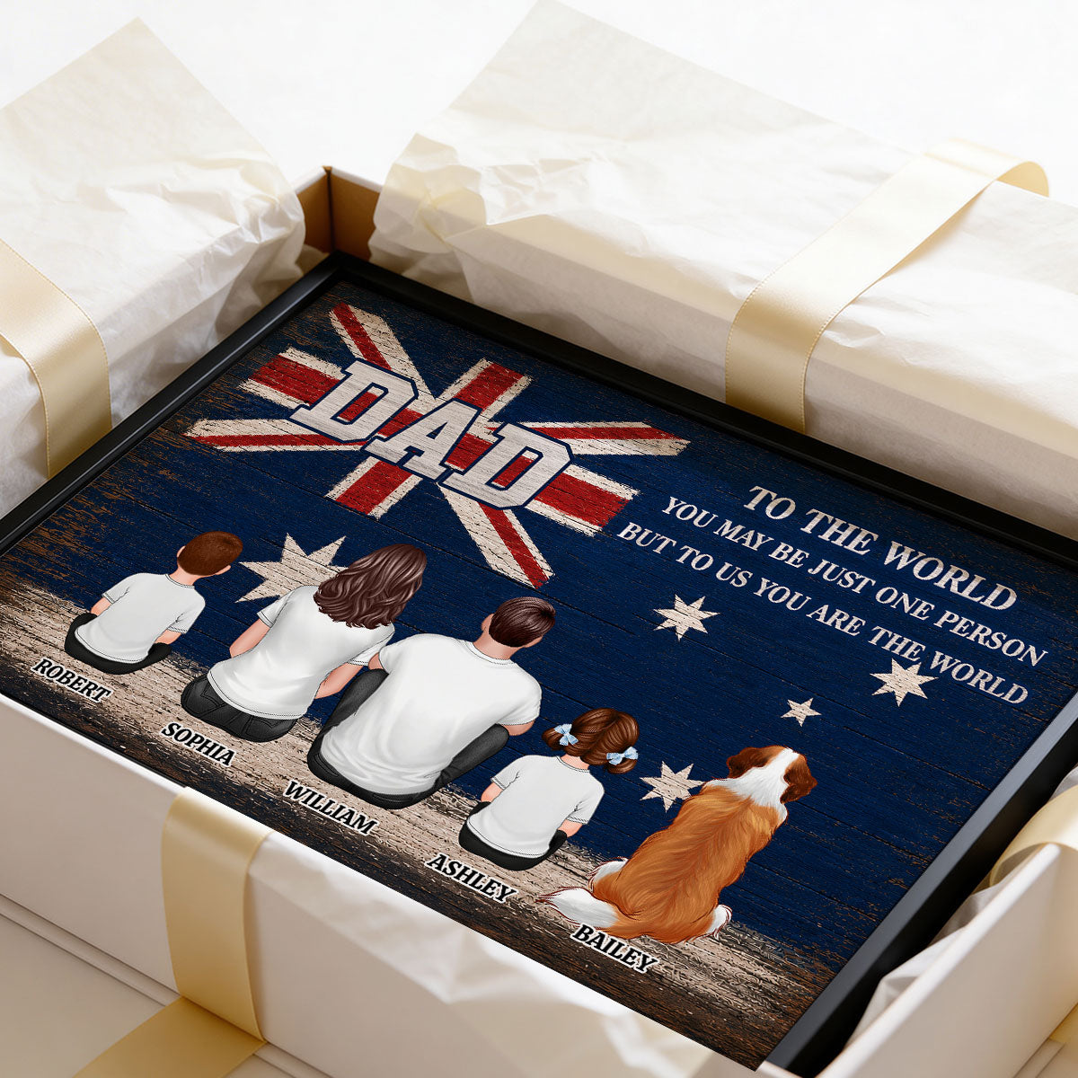 Australian National Flag DAD You Are The World - Personalised Poster - Gift For Proud Australian Dad, Grandpa