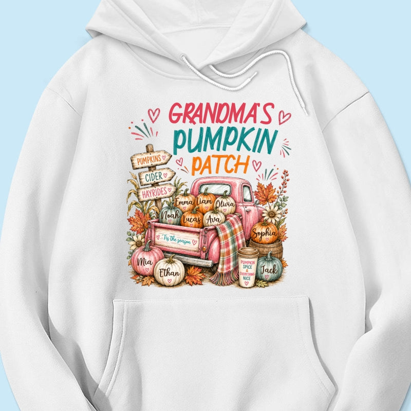Grandma's Pumpkin Patch Preppy Coquette - Personalized Shirt - Trendy Fall Tee for Grandma
