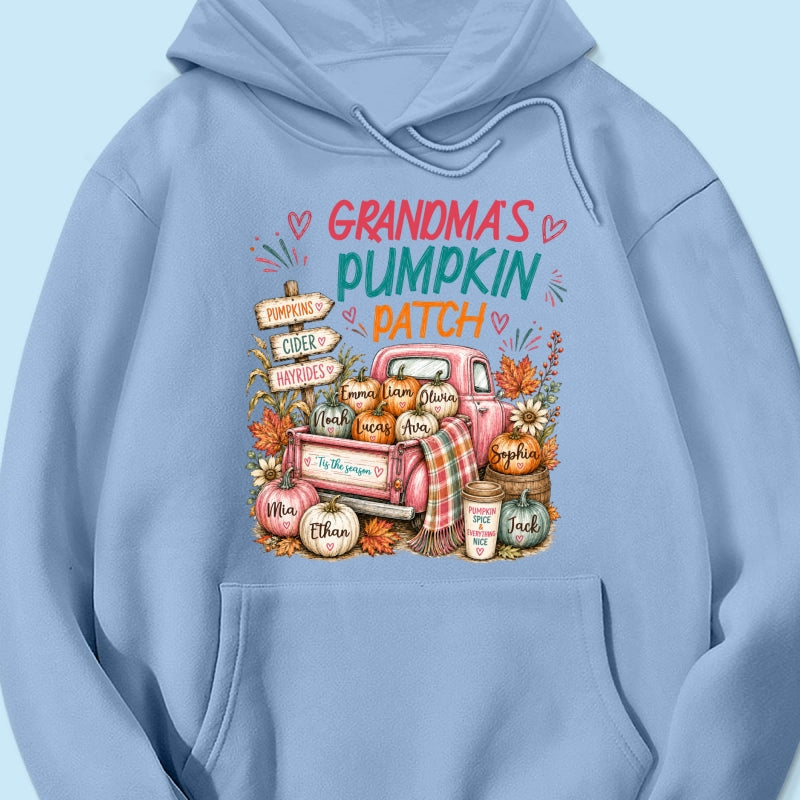 Grandma's Pumpkin Patch Preppy Coquette - Personalized Shirt - Trendy Fall Tee for Grandma