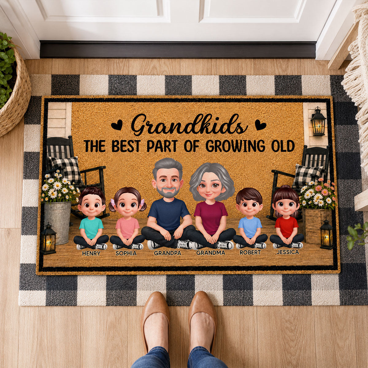 Grandpa Grandma House Porch Grandkids Best Part Of Growing Old - Personalized Doormat - Gift For Grandparents, Spring Summer Decoration