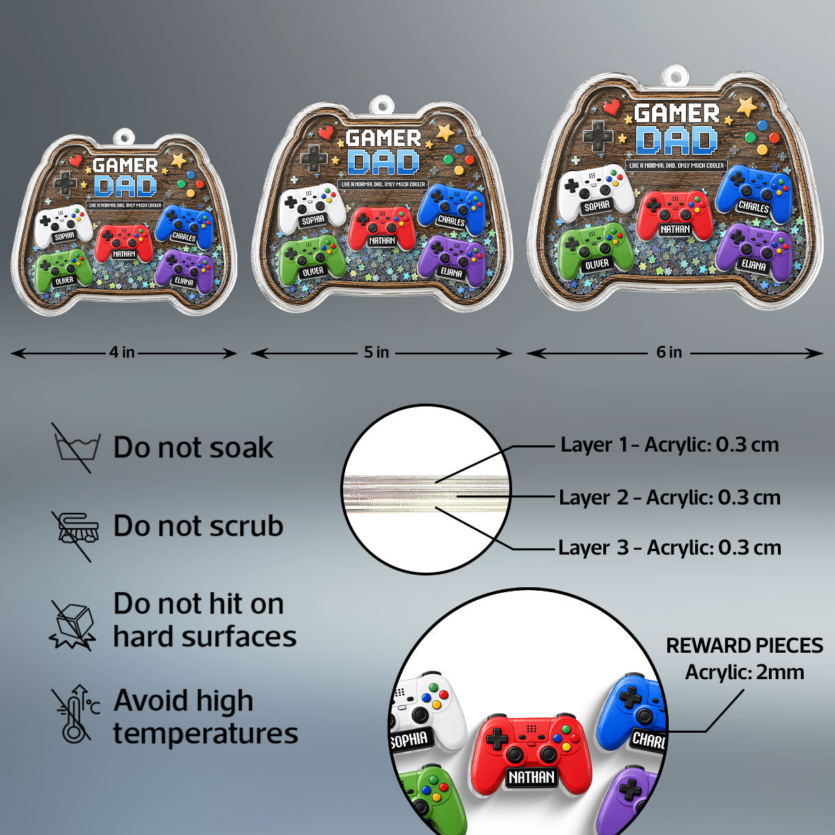 Gamer Dad - Personalized Car Shaker Ornament - Father's Day Gift For Gamer Dad, Car Decoration