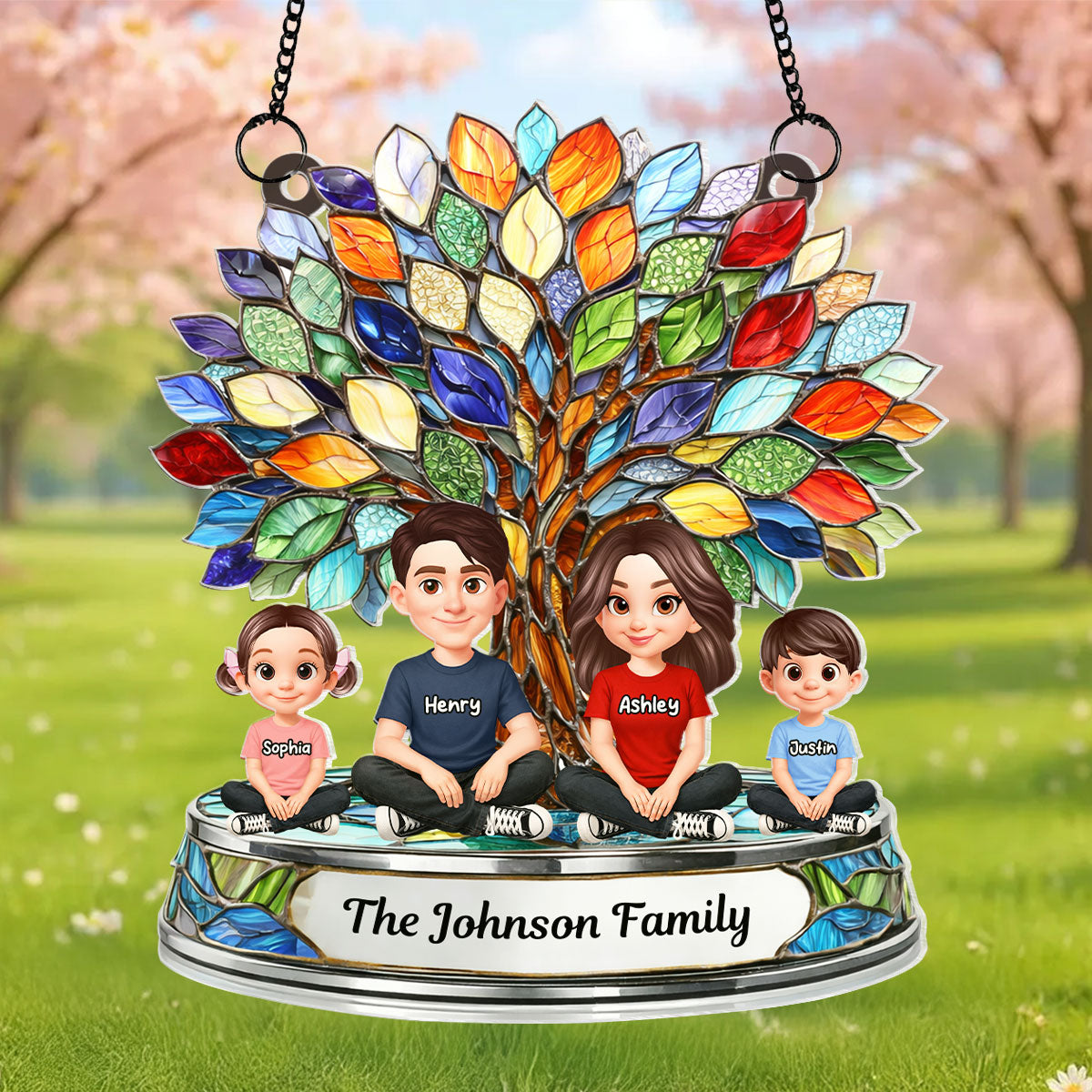 Family Tree - Personalized Acrylic Window Hanging Suncatcher - Heartfelt Mother's Day Gift for Mom, Wife