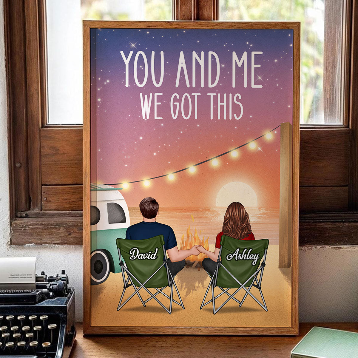 A World To See Couple Sitting At Beach - Personalized Poster - Heartfelt Valentine, Anniversary Gift For Him, For Her
