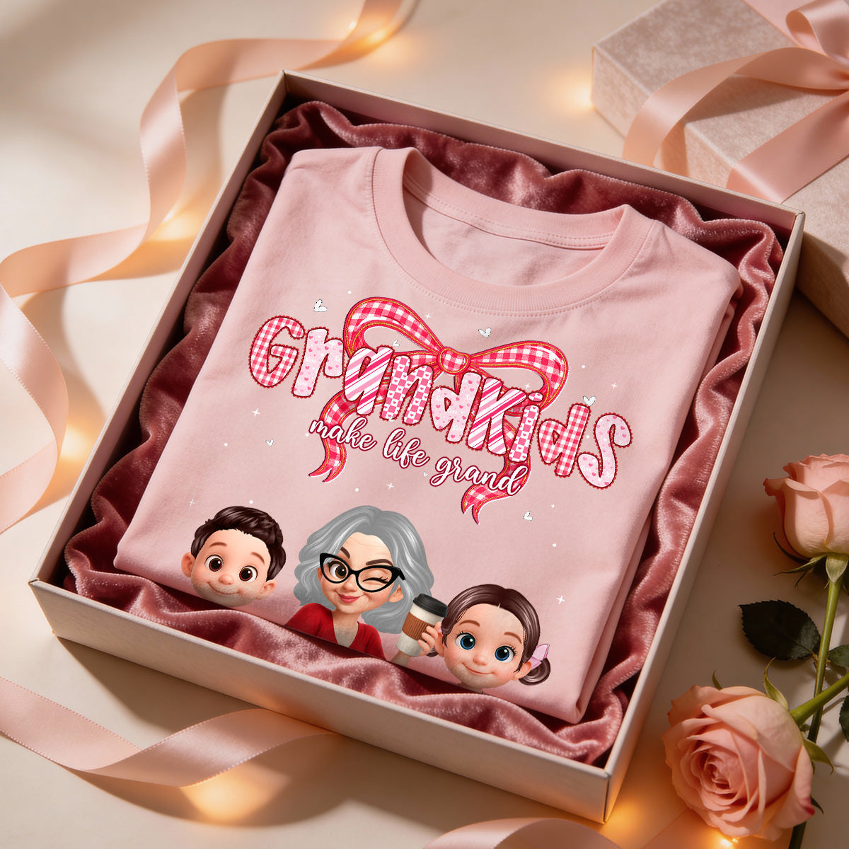 Valentine's Day Grandma Grandkids Make Life Grand - Personalized Shirt - Valentine's Day Gift For Grandma