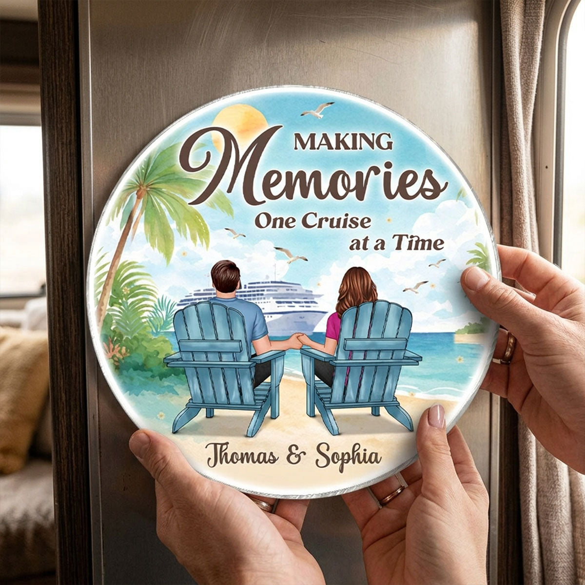 Not All Who Wander Are Lost Cruise Couple Back View - Personalized Cruise Cabin Door Magnet - Cruise Trip Keepsake