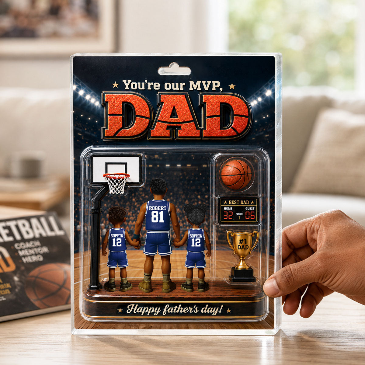 You Are Our MVP Basketball Dad, Custom Action Figure - Personalized Acrylic Block Plaque -  Gift for Dad, Husband