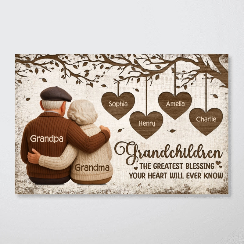 Grandparents And Grandkids The Greatest Blessing - Personalized Poster - Heartwarming Christmas Gift For Grandparents, Grandkids
