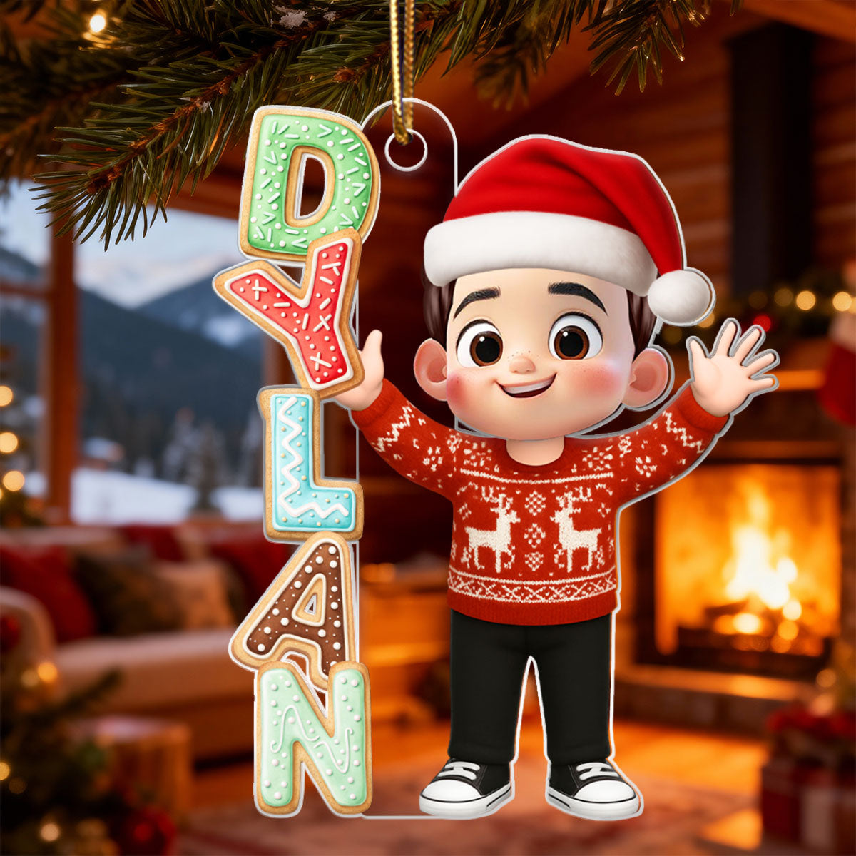 Cookies Alphabet Custom Kid Name - Personalized Acrylic Ornament - Christmas Gift for Kid, Grandkids