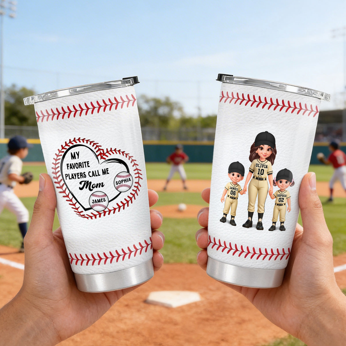 My Favorite Baseball Player Calls Me Mom - Personalized Tumbler - Mother's Day Gift For Baseball Mom