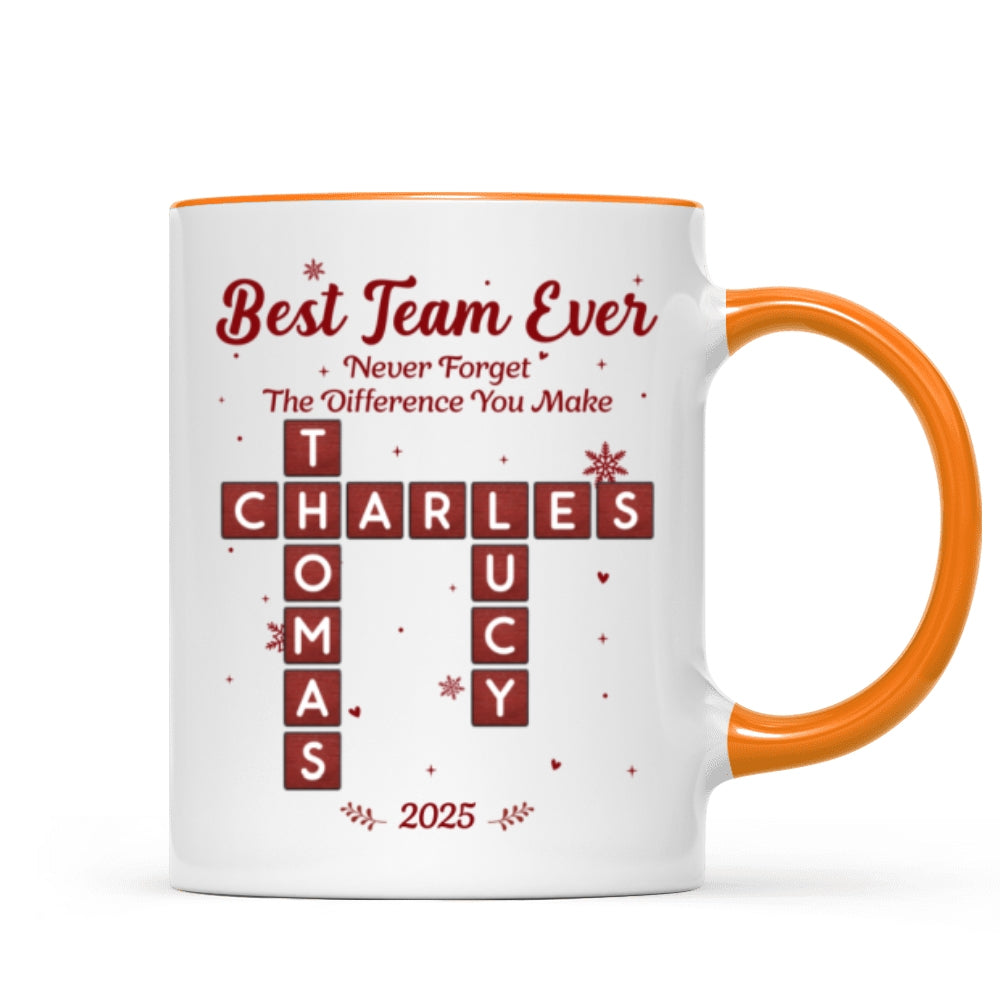 Best Team Ever Crossword Puzzle Art - Personalized Mug - Gift For Coworkers, Colleagues