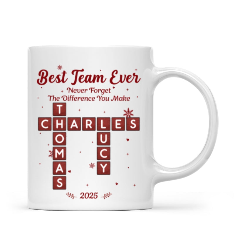 Best Team Ever Crossword Puzzle Art - Personalized Mug - Gift For Coworkers, Colleagues