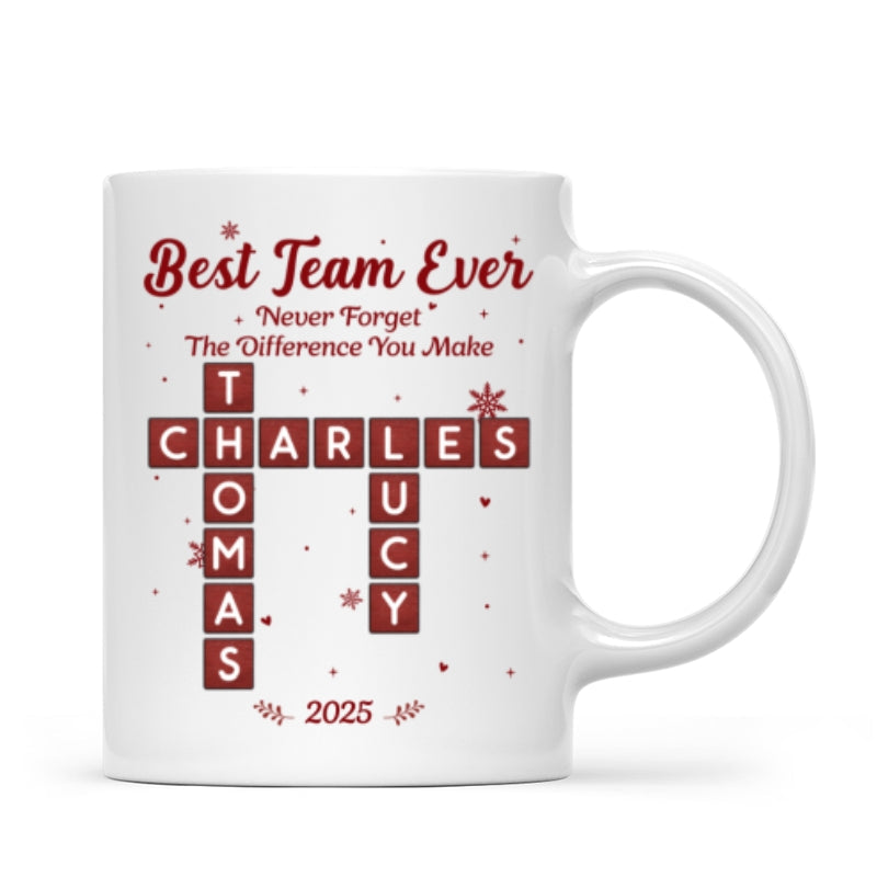 Best Team Ever Crossword Puzzle Art - Personalized Mug - Gift For Coworkers, Colleagues