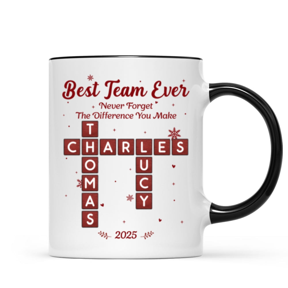 Best Team Ever Crossword Puzzle Art - Personalized Mug - Gift For Coworkers, Colleagues