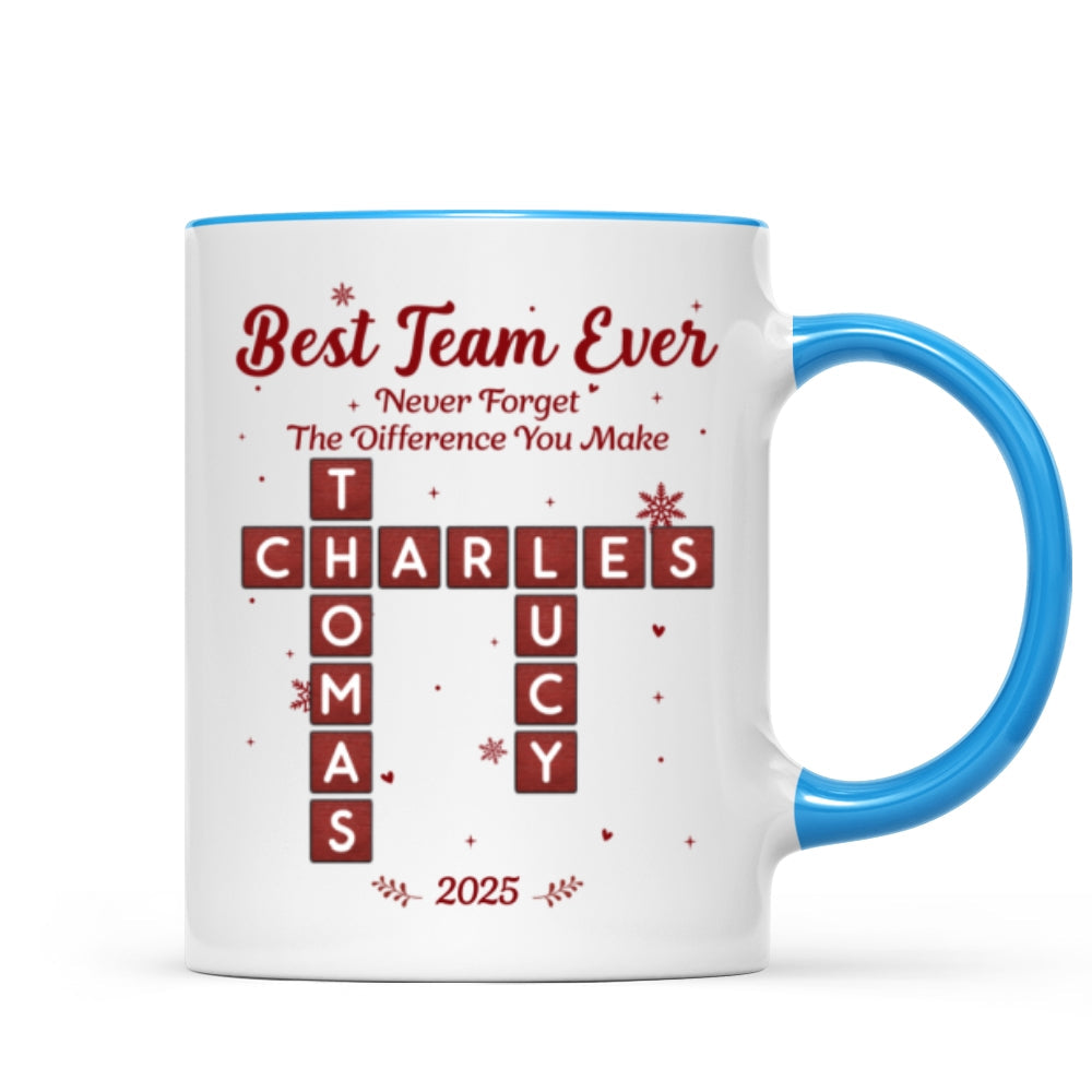 Best Team Ever Crossword Puzzle Art - Personalized Mug - Gift For Coworkers, Colleagues