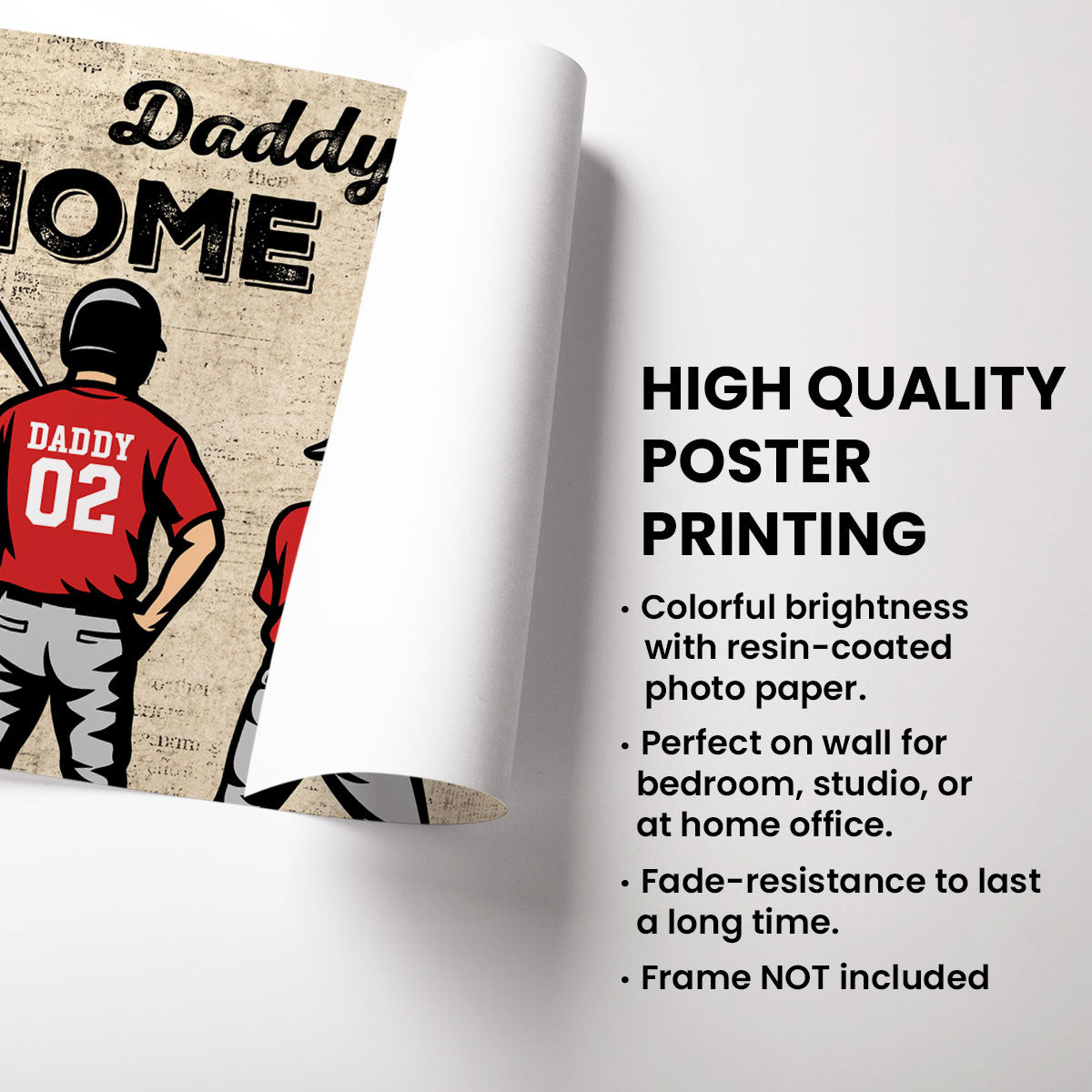 Daddy's Dream Team Baseball Retro Background - Personalized Poster - Father's Day Gift for Dad, Husband