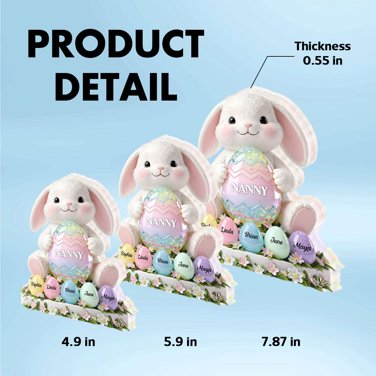 Bunny Nanny Easter - Personalised Acrylic Block Plaque - Easter Decor for Nanny, Grandmother