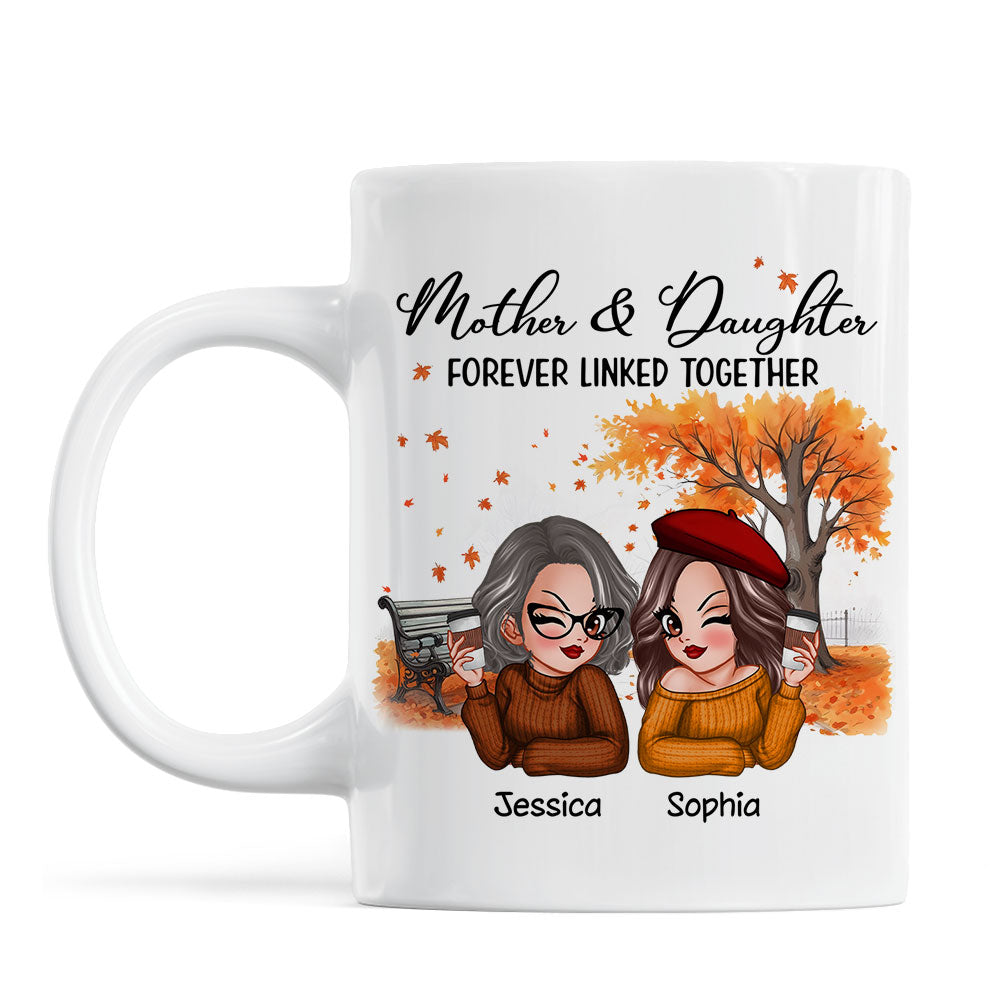 Mother And Daughter Pretty Woman Fall Season Personalized Mug