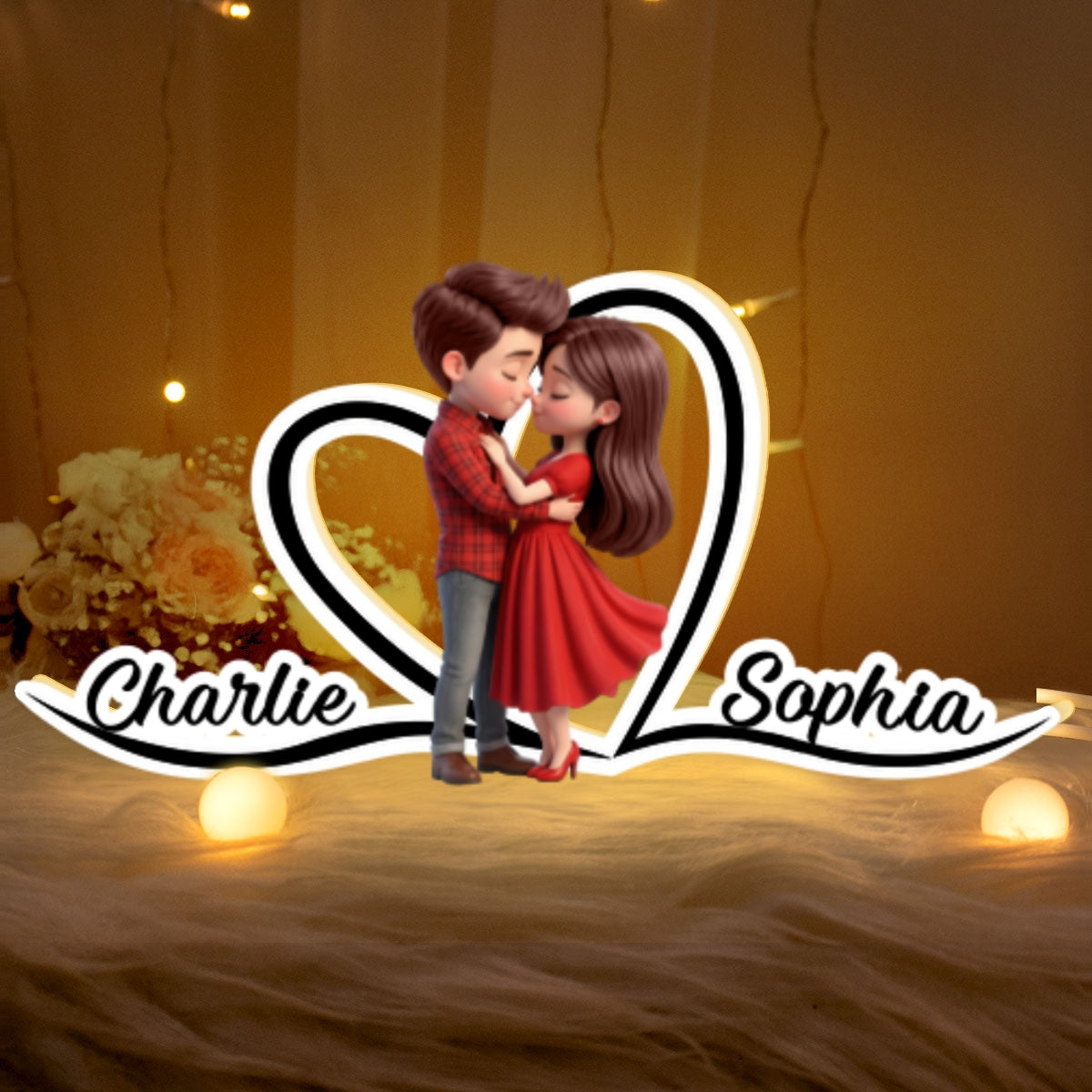 Romantic Love Couple - Personalized Light Box - Sentimental Gift for him, for her