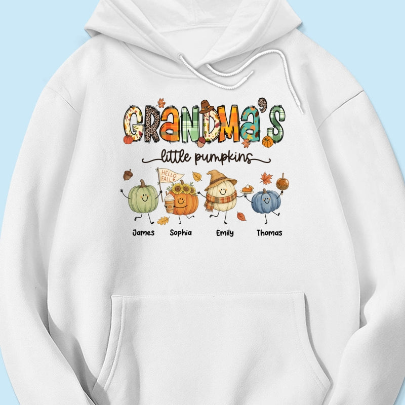 Grandma's Little Pumpkins Cute Doodle Pumpkins - Personalized Shirt - Fall Season Gift For Grandma, Mom