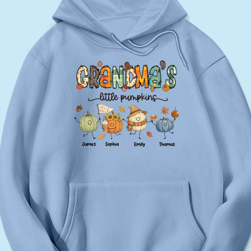 Grandma's Little Pumpkins Cute Doodle Pumpkins - Personalized Shirt - Fall Season Gift For Grandma, Mom