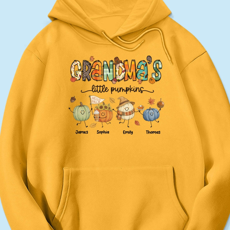 Grandma's Little Pumpkins Cute Doodle Pumpkins - Personalized Shirt - Fall Season Gift For Grandma, Mom
