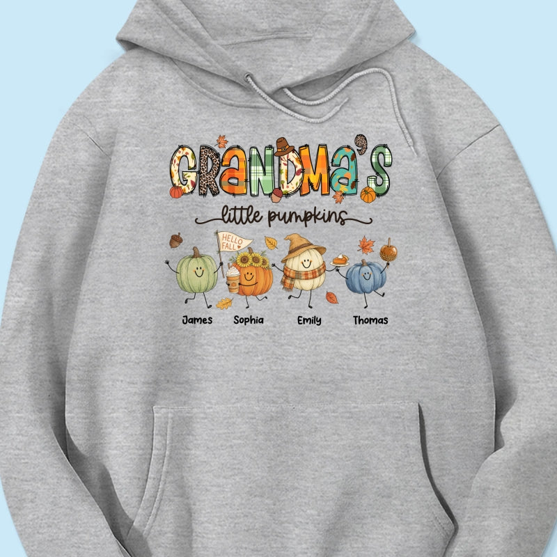 Grandma's Little Pumpkins Cute Doodle Pumpkins - Personalized Shirt - Fall Season Gift For Grandma, Mom