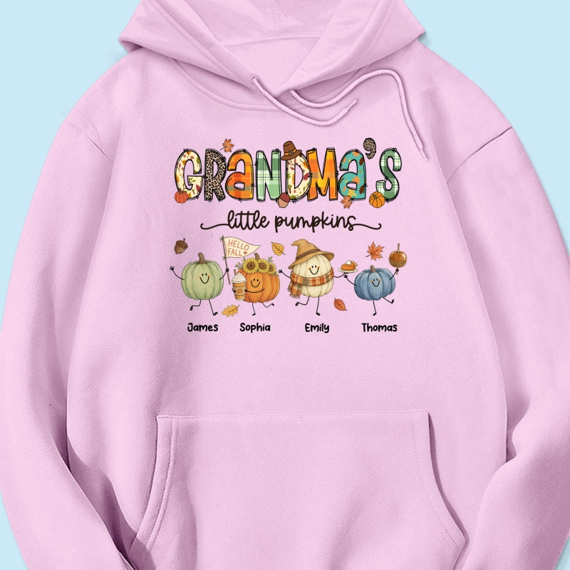 Grandma's Little Pumpkins Cute Doodle Pumpkins - Personalized Shirt - Fall Season Gift For Grandma, Mom