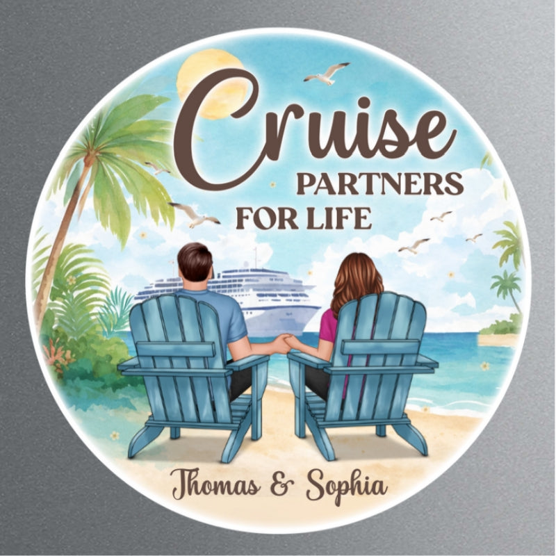 Not All Who Wander Are Lost Cruise Couple Back View - Personalized Cruise Cabin Door Magnet - Cruise Trip Keepsake
