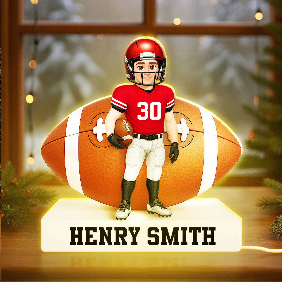 Football Boy 3D Effect - Personalized Light Box - Christmas Gift for Teen Boy Girl Daughter Son