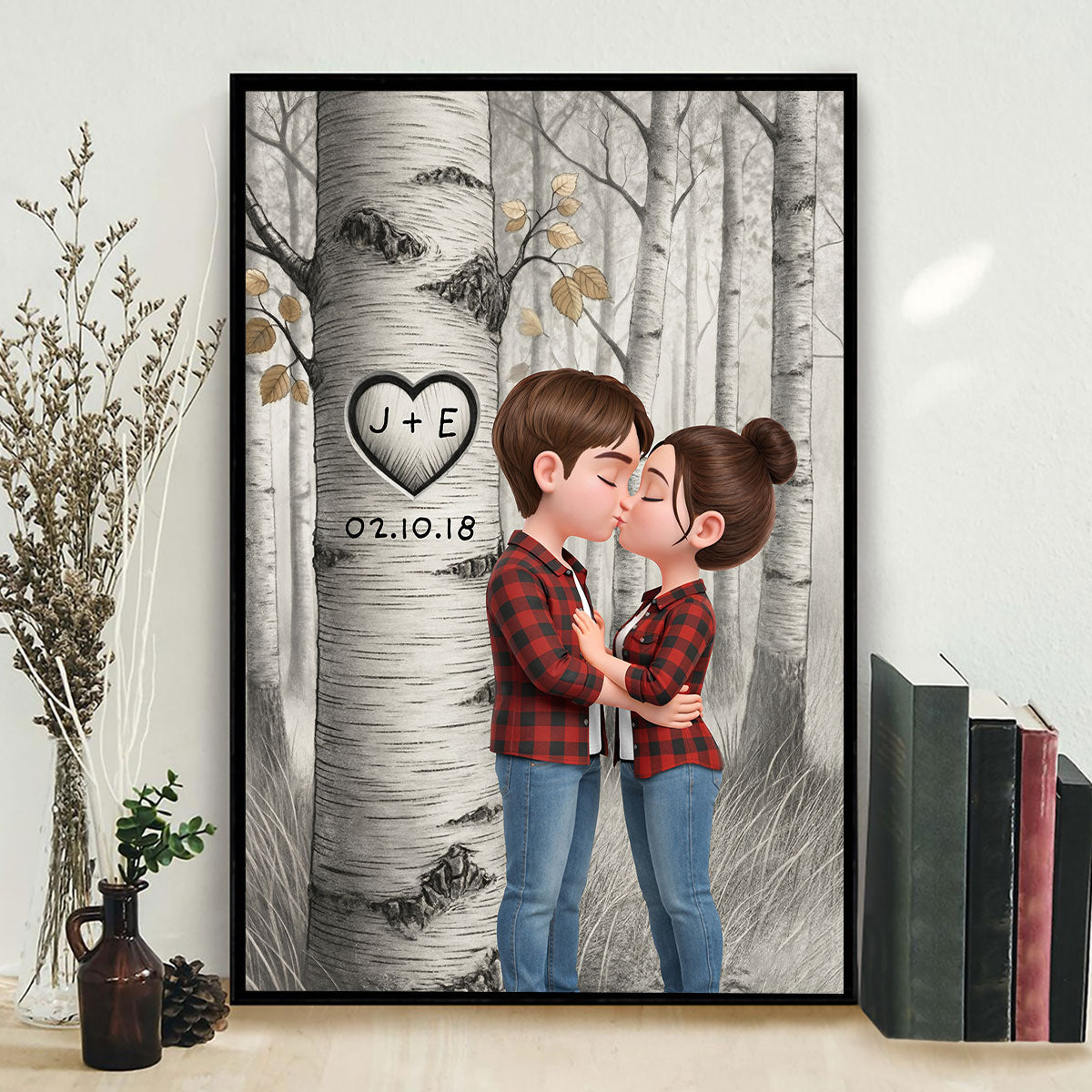 Love Tree Romantic Couple - Personalized Poster - Anniversary, Valentine's Day Gift, Gift For Him, Gift For Her