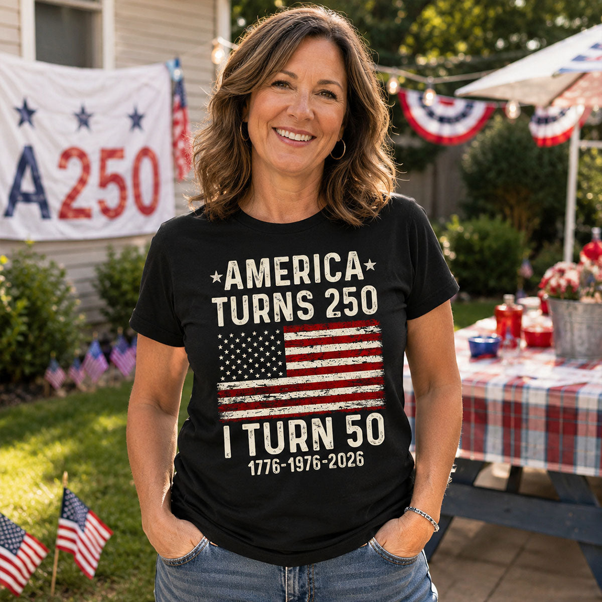 America Turns 250 Personalized Shirt - Birthday Gift for Him, for Her, 250th Anniversary