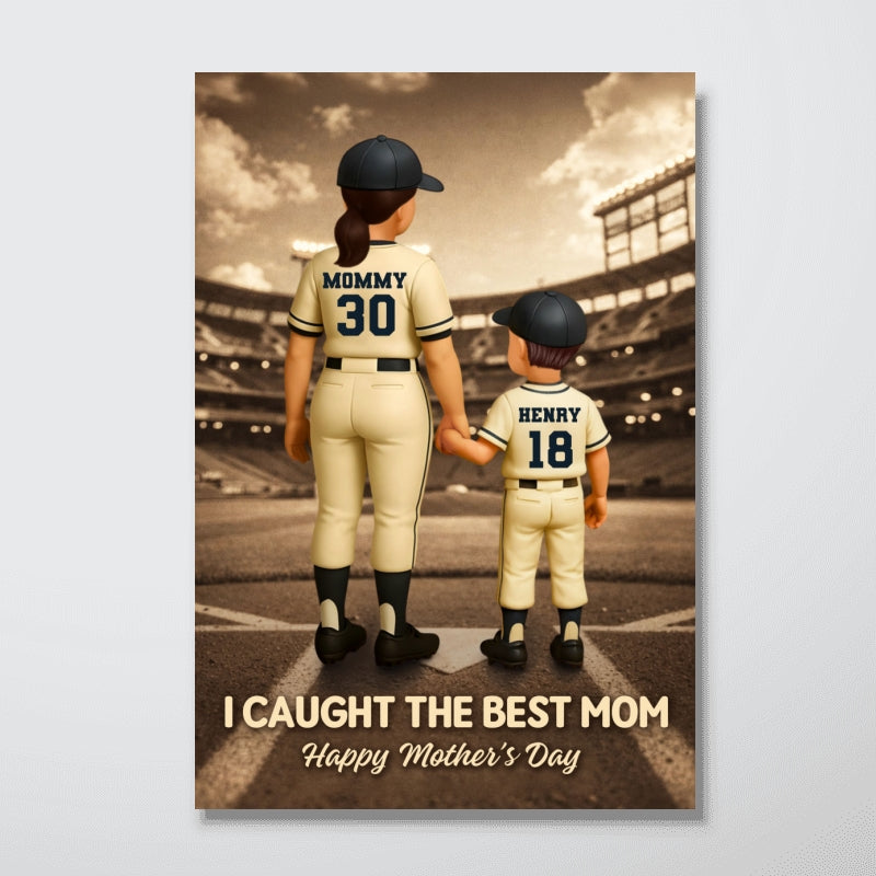We Caught the Best Mom Retro Wall Art - Personalized Poster - Sentimental Mother's Day Keepsake for Mom, Wife