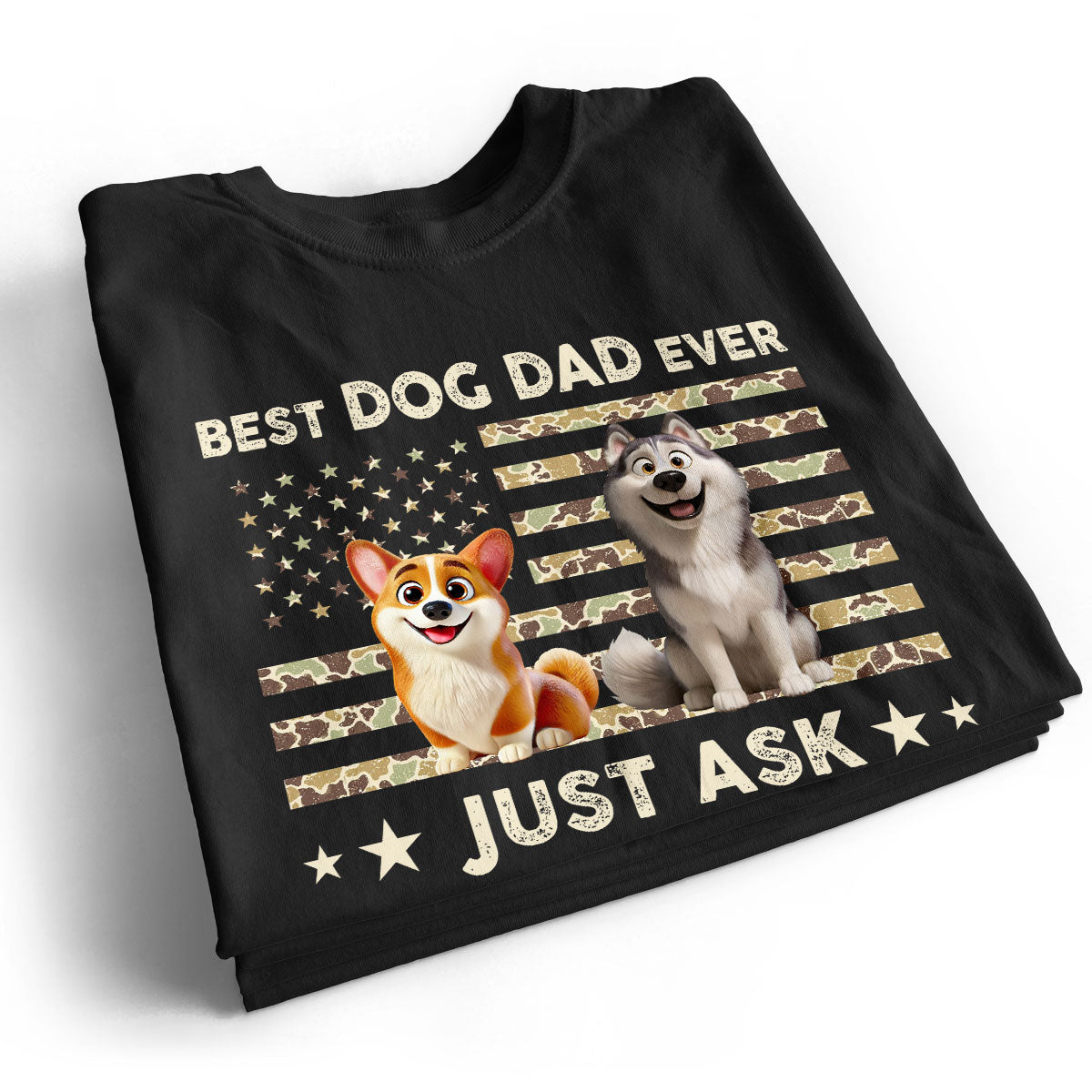 Best Dog Dad Ever Trendy Camouflage Pattern - Personalized Shirt - Father's Day Gift For Dog Dad, Dog Lovers