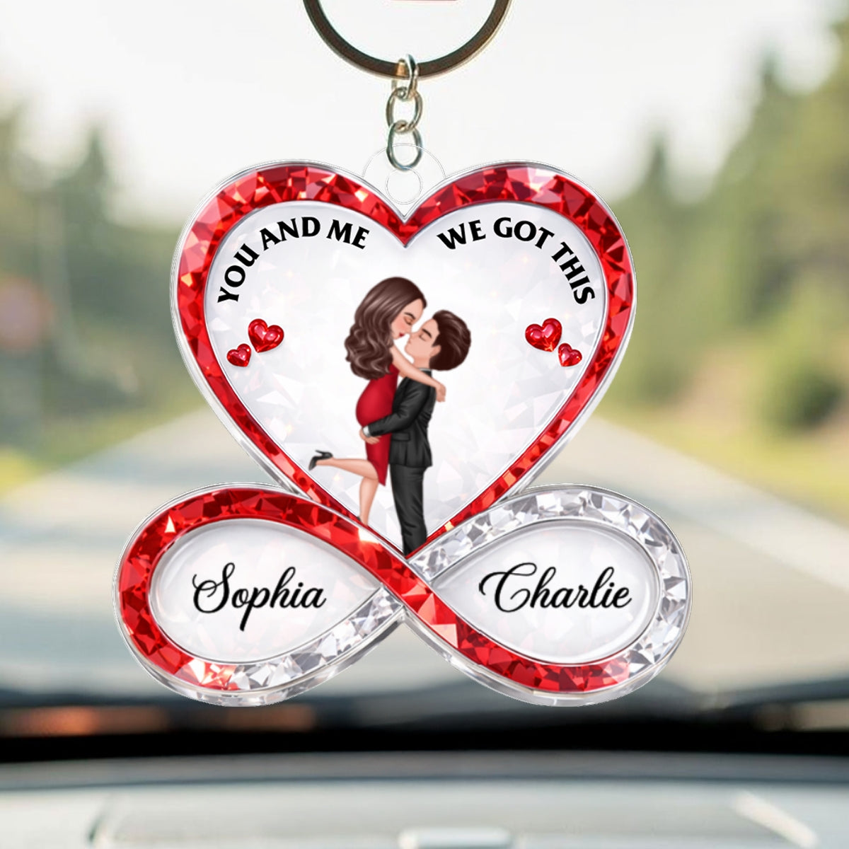 Couple Infinity Love 3D Crystal Effect - Personalized Acrylic Keychain - Sentimental Valentine's Day Gift for Her, for Him