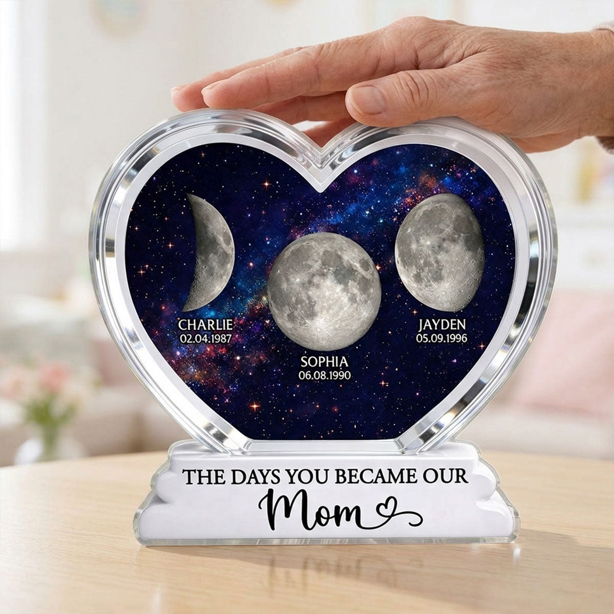 The Days You Became Our Mom Grandma Custom Birth Moon Phase 2D Flat - Personalized Acrylic Block Plaque - Mother's Day Gift For Mom, Grandma
