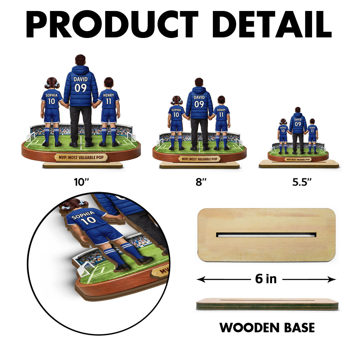 MVP Most Valuable Pop Soccer Dad - Personalized 2-Layered Wooden Plaque - Gift For Soccer Dad, Gift For Husband