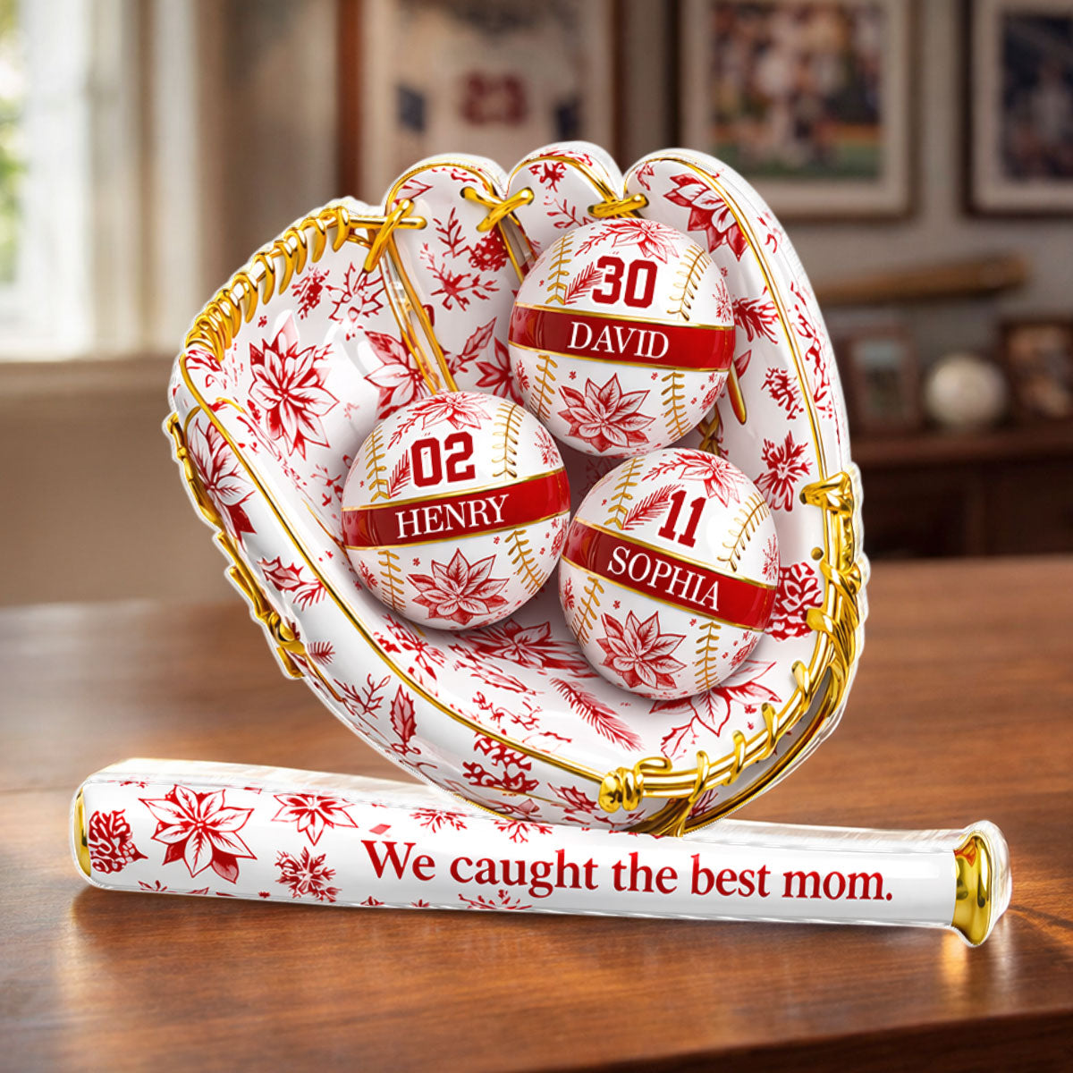 We Caught the Best Mom Toile De Jouy Pattern - Personalized Acrylic Block Plaque - Mother's Day Gift for Mom, Wife