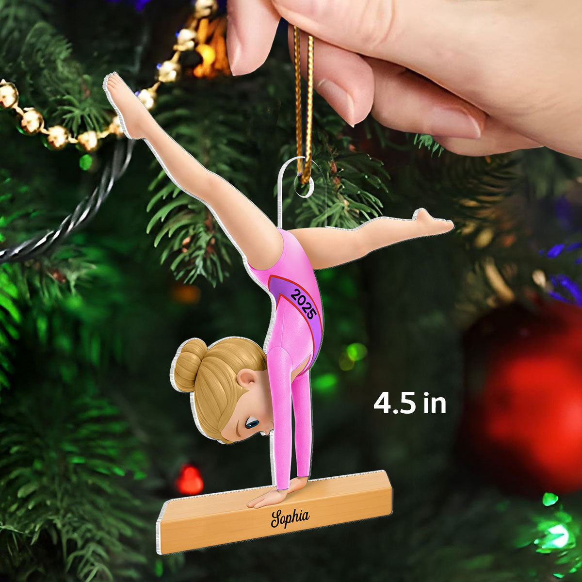 3D Effect Gymnastic Girl Cartwheel Pose - Personalized Acrylic Car Hanger- Gymnast Gift For Daughter, Granddaughter