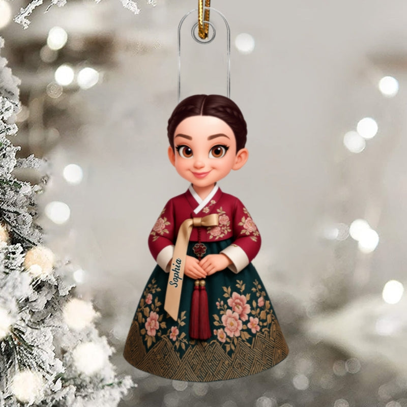 3D Effect Man Woman Korean Hanbok - Personalized Acrylic Ornament - Gift For Korean, Korean Lovers