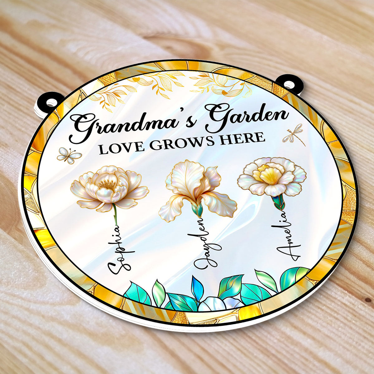 Grandma's Garden 3D Effect Birth Month Flowers - Personalized Suncatcher - Christmas, Birthday, Mother's Day Gift For Grandma