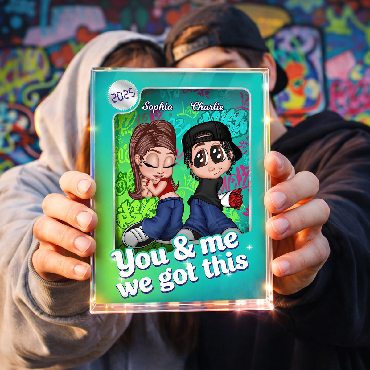 Y2K Couple Action Figure - Personalized Acrylic Block Plaque - Valentine's Day Gift for him, for her