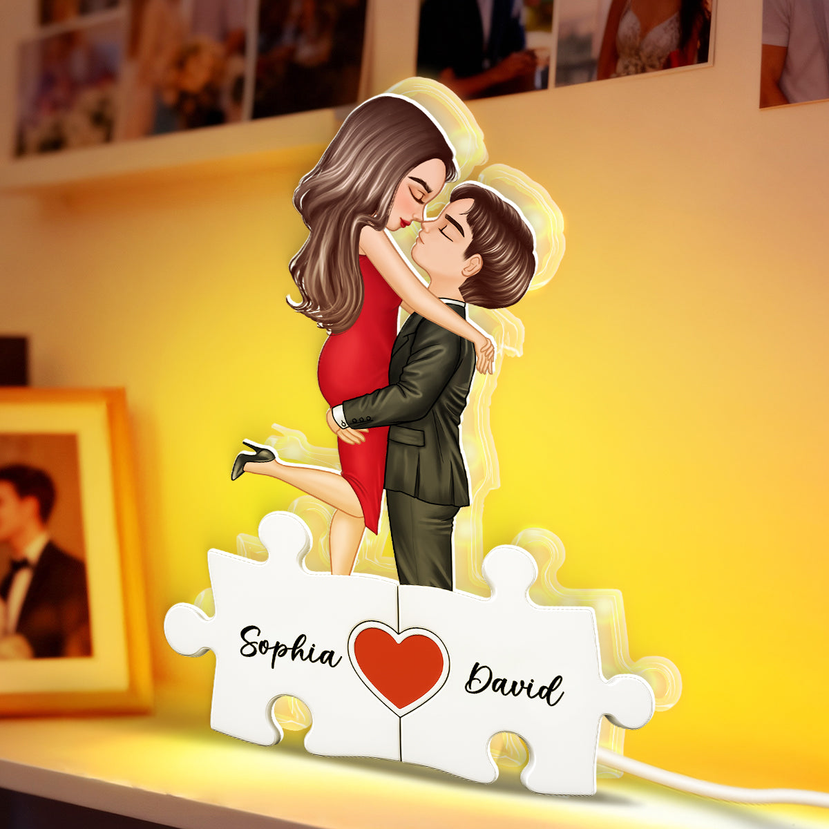 Puzzle Name Couple - Personalized Light Box - Gift for Couple, for Her, for Him