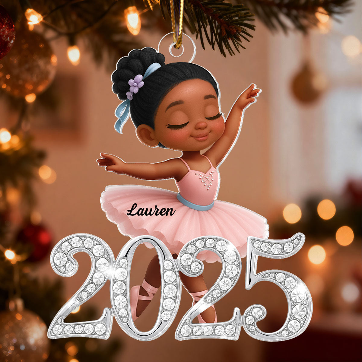 2025 Shining Effect Ballerina Girl - Personalized Acrylic Ornament - Christmas Gift for Kids, Grandkids