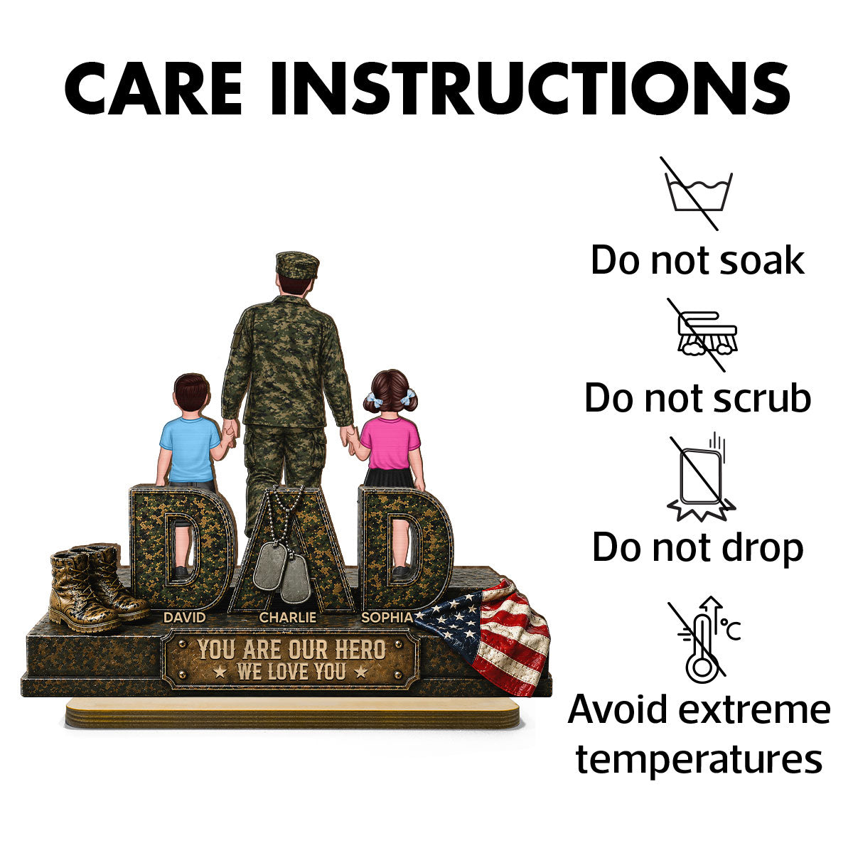 Army Dad You Are Our Hero - Personalized 2-Layered Wooden Plaque -  Gift For Dad, Husband