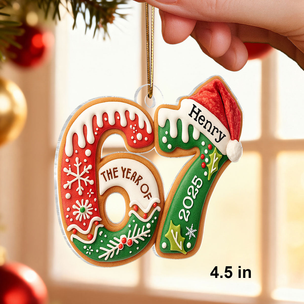 Custom Name Six Seven, Funny 6 7 - Personalized Acrylic Ornament - Kids Gen Alpha Humor Christmas Gift, Christmas Tree Decor
